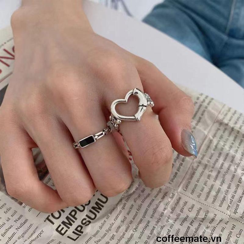 【coffeemate】⚡ Nhẫn hở hình trái tim thời trang
