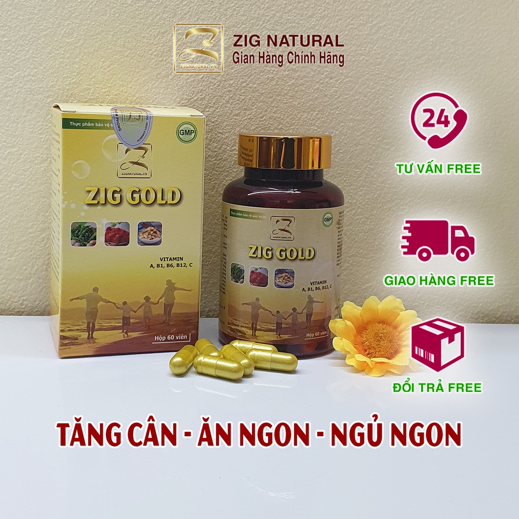 Tăng cân Zig Gold, 60 viên/hộp, hỗ trợ tăng cân nhanh an toàn hiệu quả