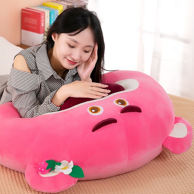 [Hàng sẵn] Gối Lười Hình Gấu Dâu Losto Gấu Bông Gấu Dâu Losto Cao Cấp Mềm Mịn Size To 40/60/80CM