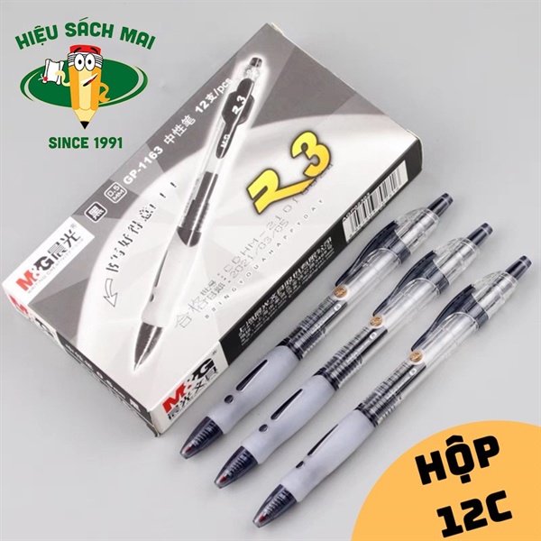 Hộp 12 cây Bút Bi Nước Béo 0.5mm Mg Gp1163 Viết Trơn Đều Mực