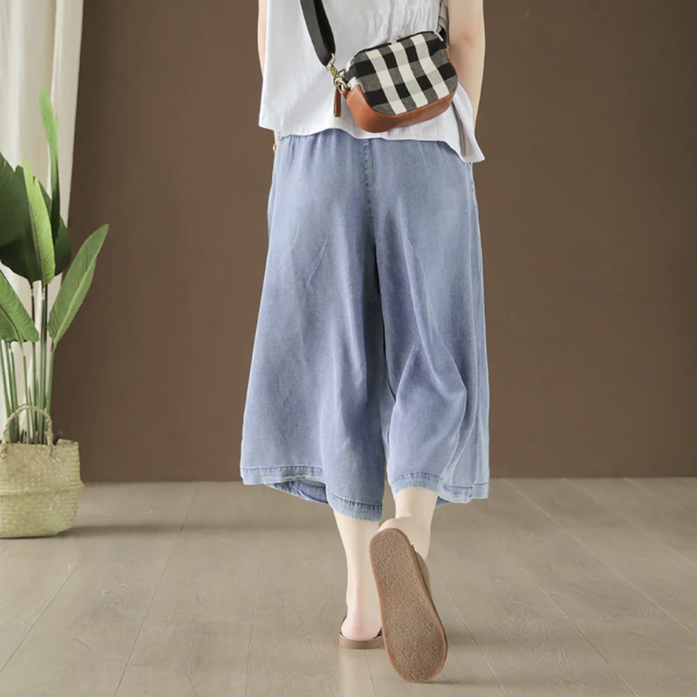 Quần baggy nữ KAMAKA Kamaka denim ống rộng dây rút - NU5442