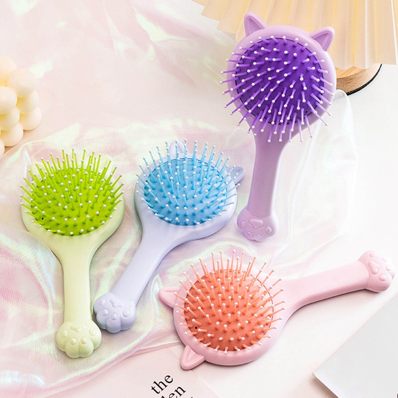 Lược Chải Tóc Mát Xa Da Đầu Kèm Gương Soi Hình Tai Mèo Dễ Thương