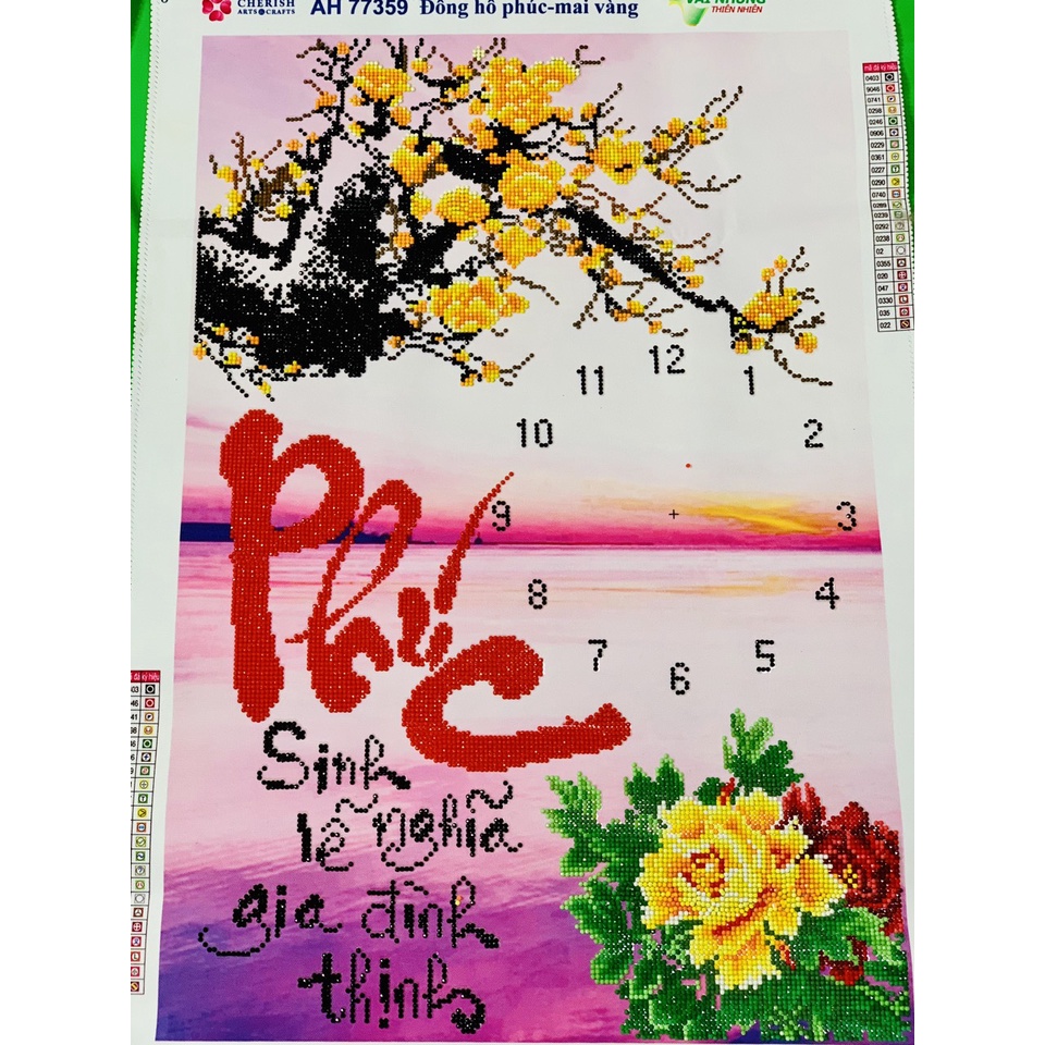 Tranh đính đá PHÚC đã đính thành phẩm 70x50cm đã đính sẵn 77359