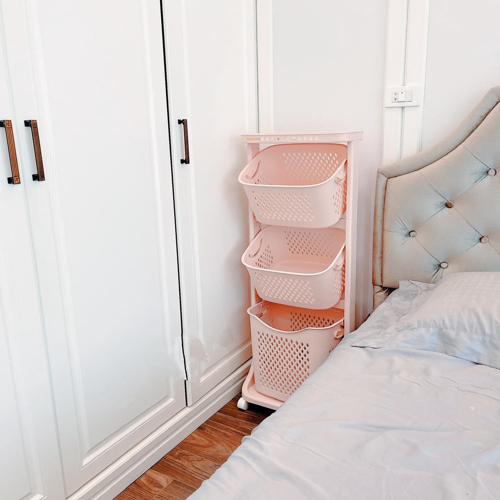 Kệ đa năng  𝑭𝒓𝒆𝒆𝒔𝒉𝒊𝒑  Kệ đựng đồ đa năng, nhựa plastic, 3 tầng có bánh xe Việt Nhật