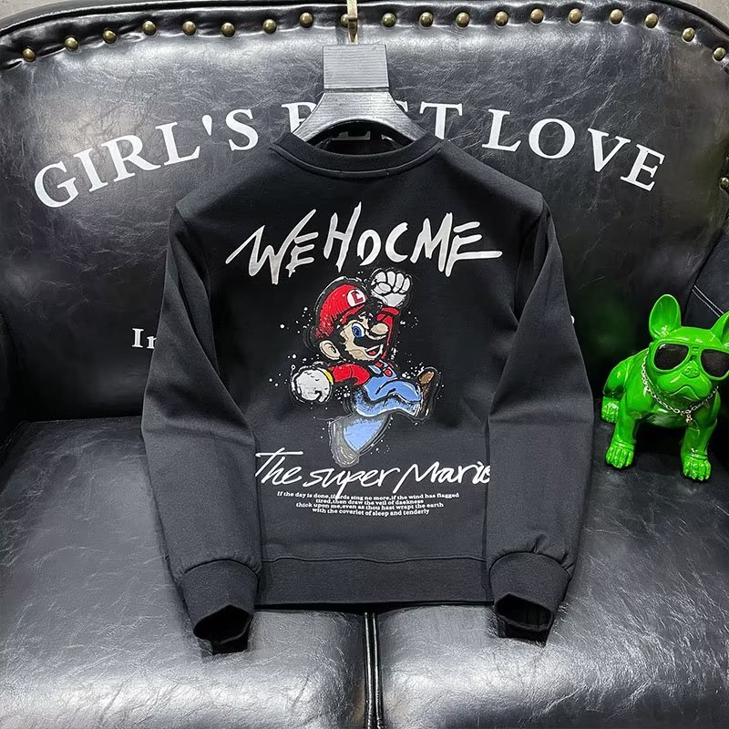 Áo Sweater Tay Dài Dáng Ôm In Họa Tiết Hoạt Hình Và Chữ Phong Cách Đường Phố Thời Trang Xuân Thu Cho Nam