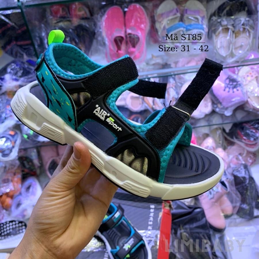 Dép quai hậu bé trai LIMIBABY đi học đi biển da cao cấp nhẹ êm chống trơn dán cho chân múp hoặc gầy thể thao xanh ST85