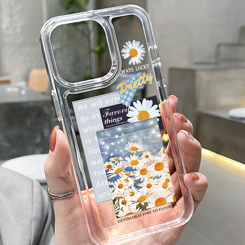 Ốp Điện Thoại DecoPhone Acrylic tpu acrylic Trong Suốt In Hình Hoa Cúc Cho iphone 6s 7 8 plus x xs xr 11 12 13 14 15 max pro