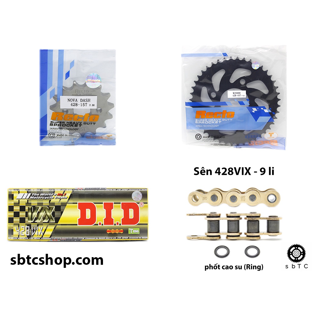 NSD Nhông dĩa Recto sên vàng TFX DID phốt cao su Winner Sonic