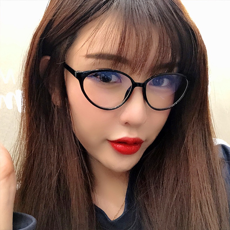 Mắt Kính Mắt Mèo Đen Trong Suốt Chống Ánh Sáng Xanh Thời Trang Vintage Phương Tây