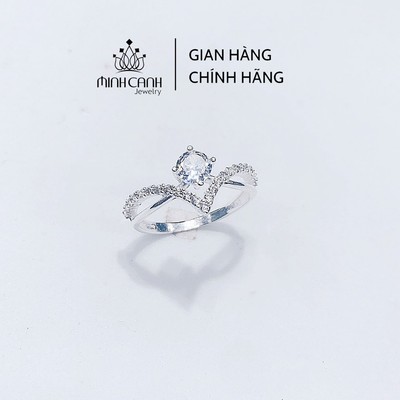 Nhẫn Bạc Nữ V Đính Đá Cách Điệu - Minh Canh Jewelry