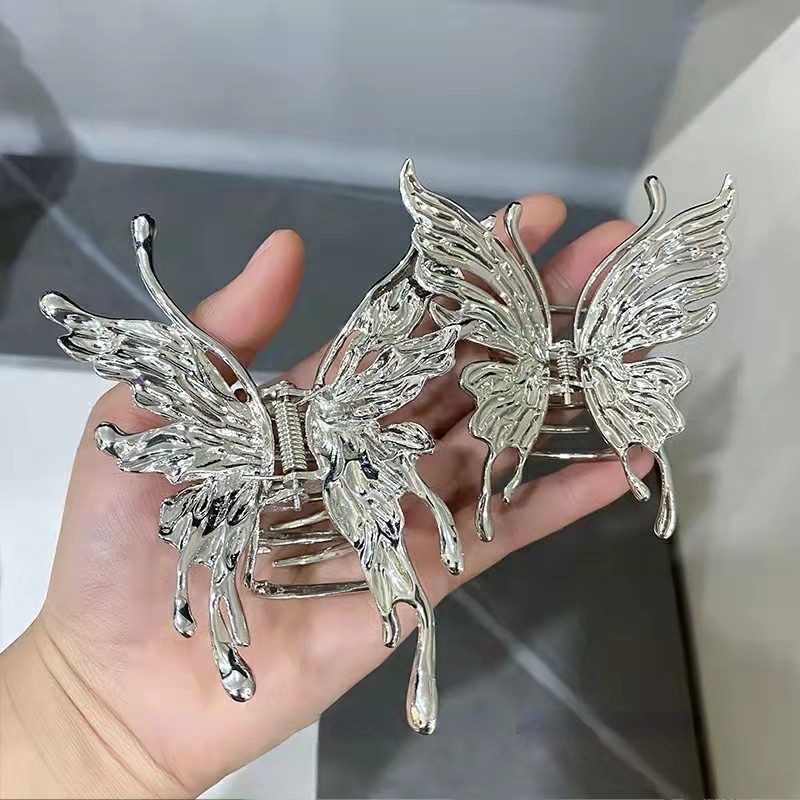 Kẹp Tóc Hình Cá Mập / Bướm Thông Minh Bằng Kim Loại Phong Cách Hàn Quốc