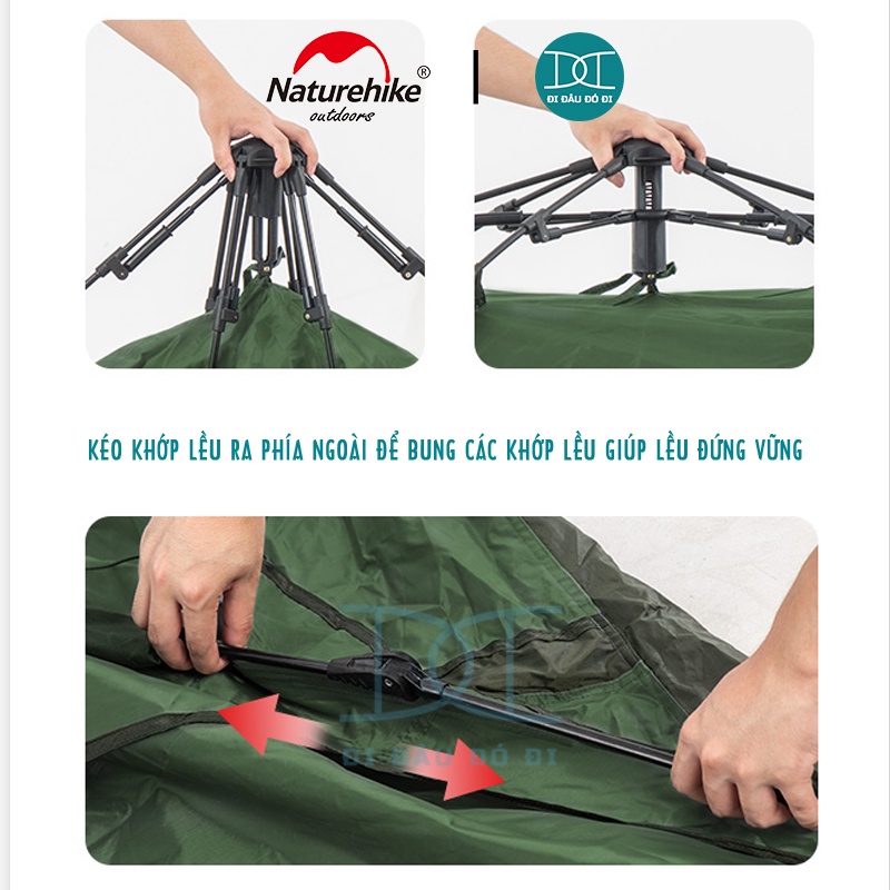 Lều tự bung 4 người chính hãng Naturehike, chống nước dễ dàng lắp đặt NH21ZP008