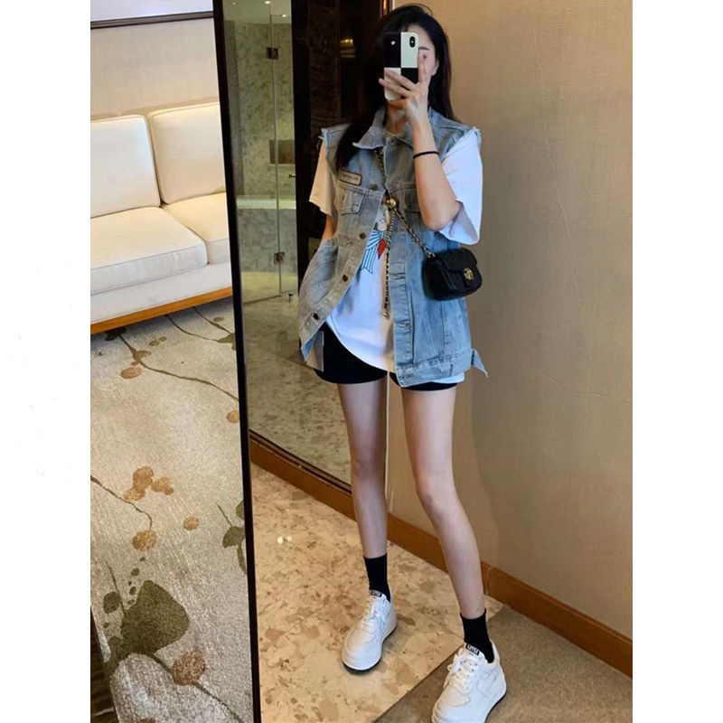 Áo Khoác denim Không Tay Thời Trang Mùa Hè Hàng Mới Dành Cho Nữ