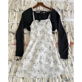 Váy babydoll tay nơ & cổ bẻ
