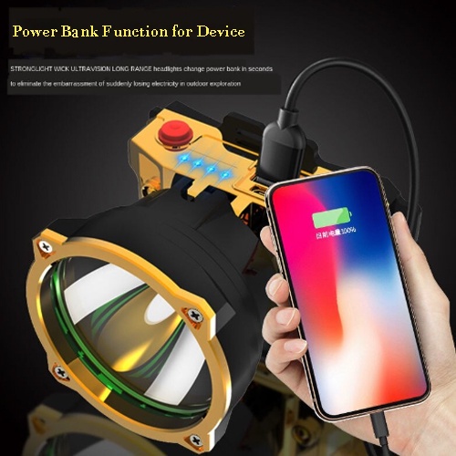 Đèn Pha LED Sạc 200W, Đèn Pin Đội Đầu Để Câu Cá, Săn Bắn, Cắm Trại