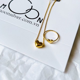 Dây chuyền vàng tim phồng đơn giản 10k có khắc chữ theo yêu cầu