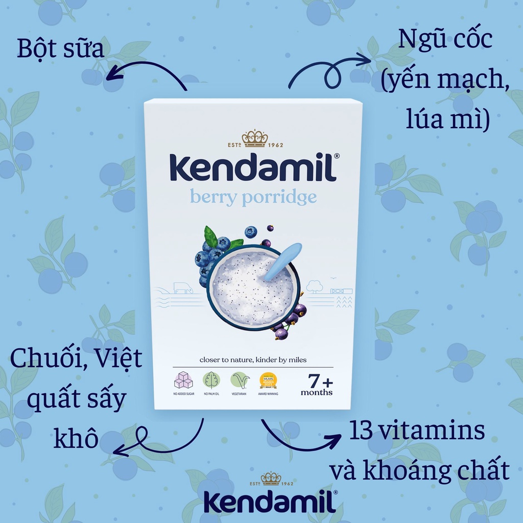 Bột Ăn Dặm Dinh Dưỡng Cho Bé Từ 7 Tháng Tuổi Kendamil Vị Việt Quất - 150g