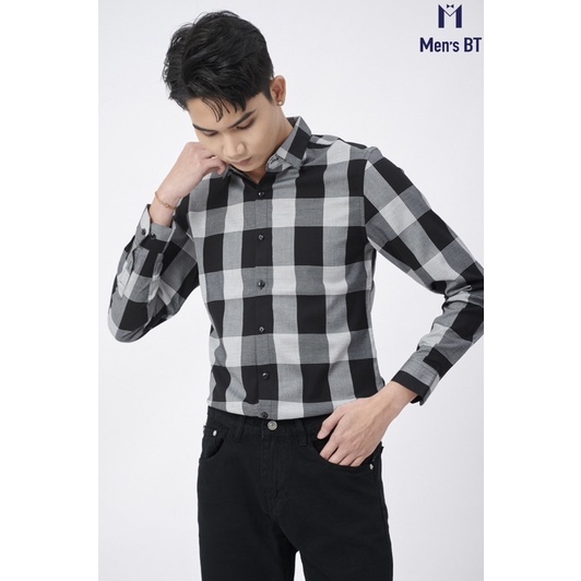 Áo Sơ mi nam Men's BT sọc caro form body, trẻ trung, năng động