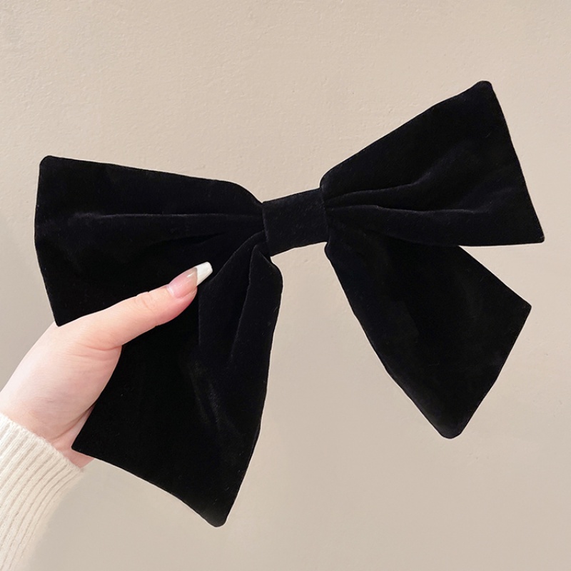 Kẹp Tóc Nơ Nhung Đen Cỡ Lớn Thời Trang Hàn Quốc Cho Nữ