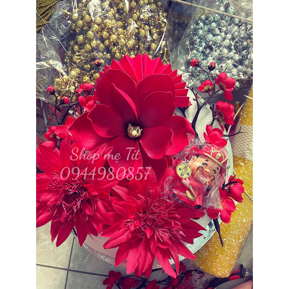 Set Phụ Kiện Trang Trí Tháp Bánh, Tháp Bia, Tháp Nước Ngọt, Oản Tài Lộc, Cháp Bánh...Cao Cấp Ngày Tết