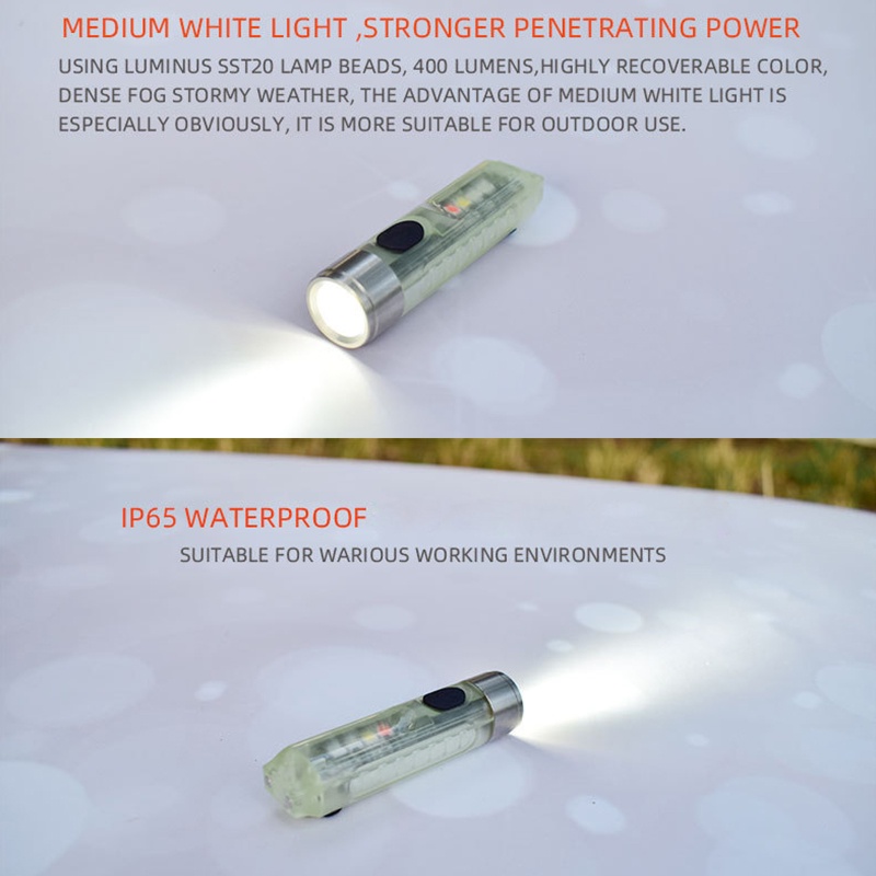 Xách tay mini đèn pin keychain sạc siêu sáng cắm trại ngoài trời cảnh báo ánh sáng s11-mon