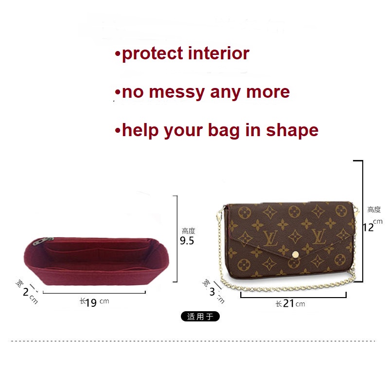 Lót túi form lv Felicie woc bag organiser insert Túi xách Trọn gói Túi mật Gói thu thập Túi dọn dẹp