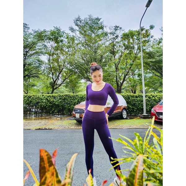 Bộ tập yoga dài tay chất đẹp co giãn