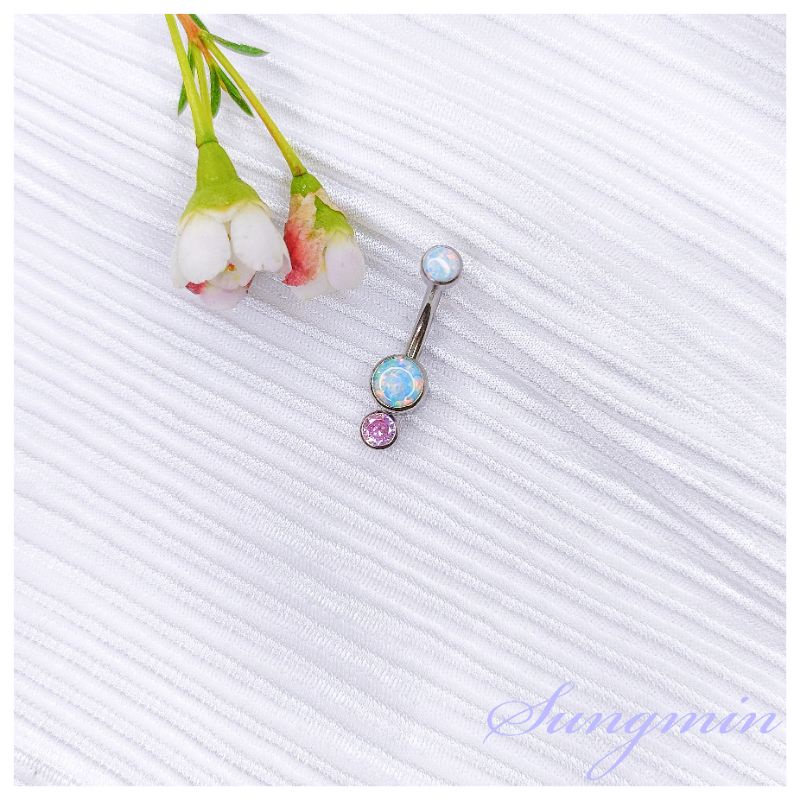 khuyên rốn Titanium ASTM F136 cao cấp đá opal