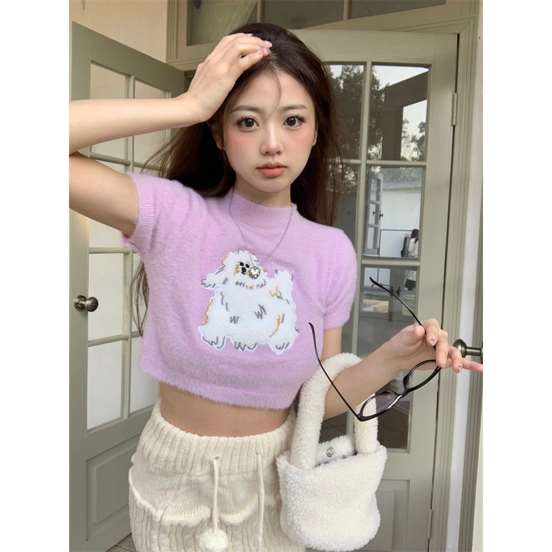 Áo sweater Mềm Mại Tay Ngắn Lưng Cao Nhiều Màu Dễ Phối Đồ Cho Cún Cưng