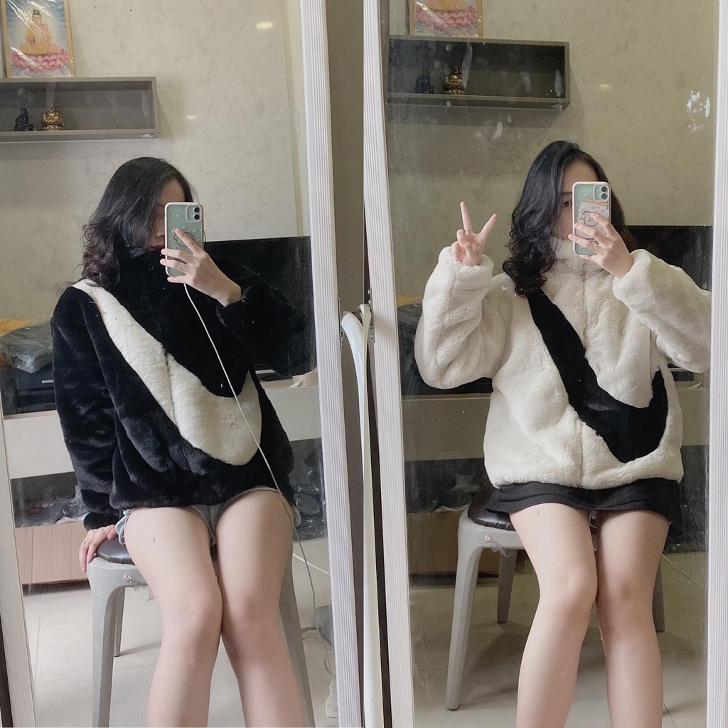(CHÍNH HÃNG) Áo khoác Nike lông cừu Swoosh Big unisex nam nữ form Á mềm mịn ấm áp
