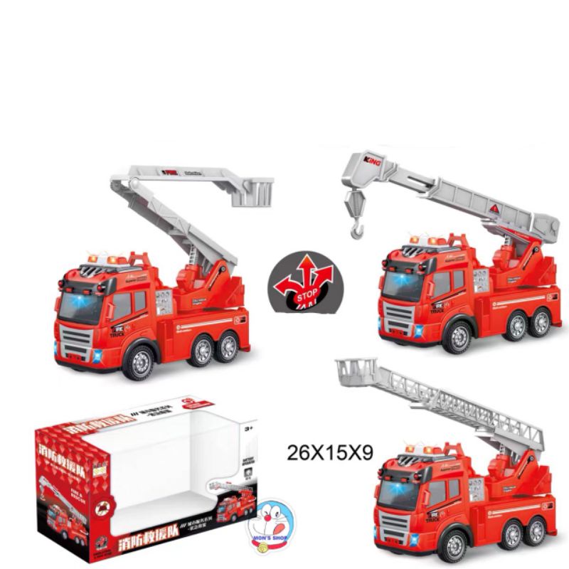 Xe cứu hoả khoang thang bằng nhựa, dùng pin, có đèn có âm thanh , dùng pin