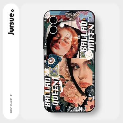 Ốp lưng JURSUE mềm chống bẩn hình độc lạ ngầu vintage đen Cho iPhone 17 16 15 14 13 12 11 Pro Max SE 2020 X XR XS ip 8 7 Plus Y2822