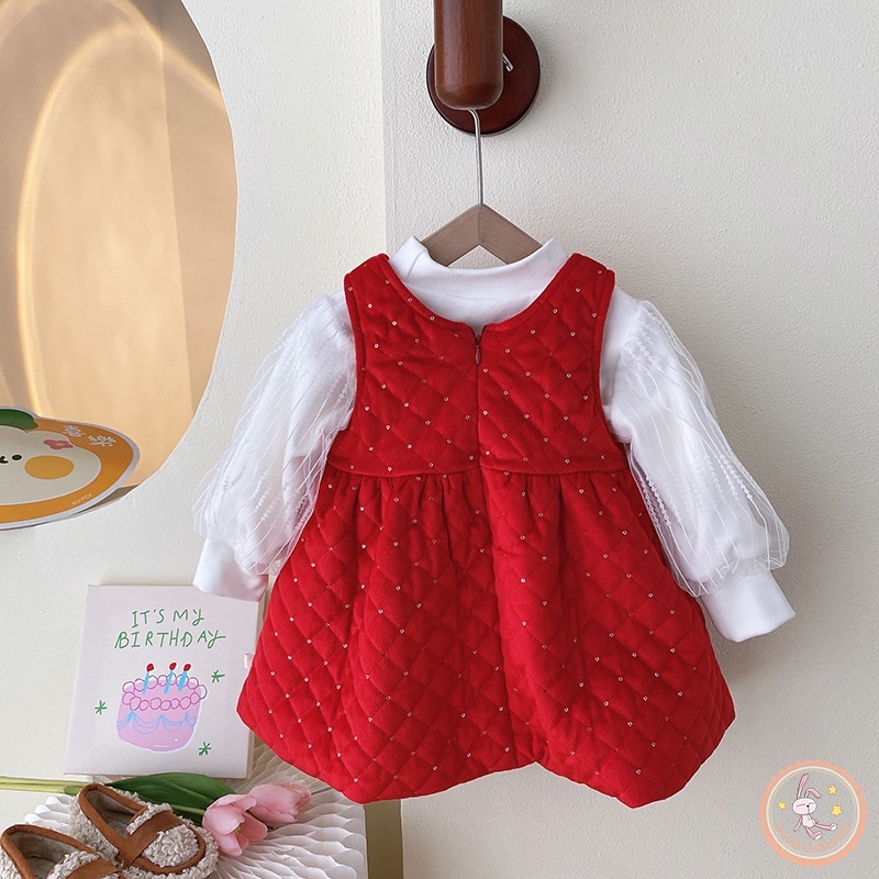 1 Đầm Sát Nách Màu Sắc Ngọt Ngào Thời Trang Thu Đông Cho Bé Gái