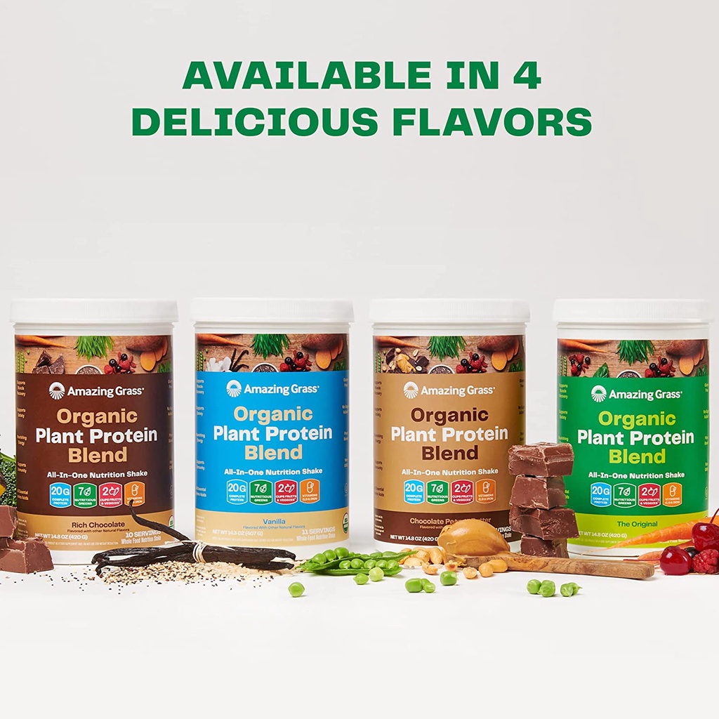 Bột protein thực vật hữu cơ Amazing Grass Organic Protein Superfood Powder mẫu mới nhất