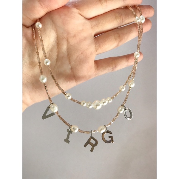 Dây Chuyền Hạt Trai Custom Charm Chữ Màu Nude
