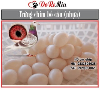 Doremiu- Trứng chim bồ câu bằng nhựa như thật (Ruột lỏng hồng) hỗ trợ bồ câu ấp đẻ đúng chỗ