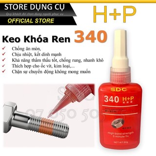 1 Chai keo khóa ren ốc vít chống rung H+P 50ml | Keo khóa ren 340, keo khóa ốc, kim loại, tự dính tiện lợi