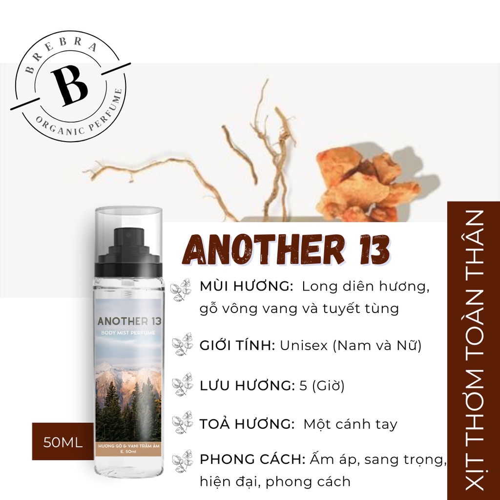Another 13 - Body mist 50ml có nhũ lưu hương 5 tiếng 35 mùi hương lựa chọn, xịt thơm toàn thân Brebra chai nhỏ gọn