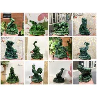 [Linh vật phong thủy] Tượng đá linh vật 12 con giáp trang trí phong thủy bàn làm việc - Màu xanh lục bích