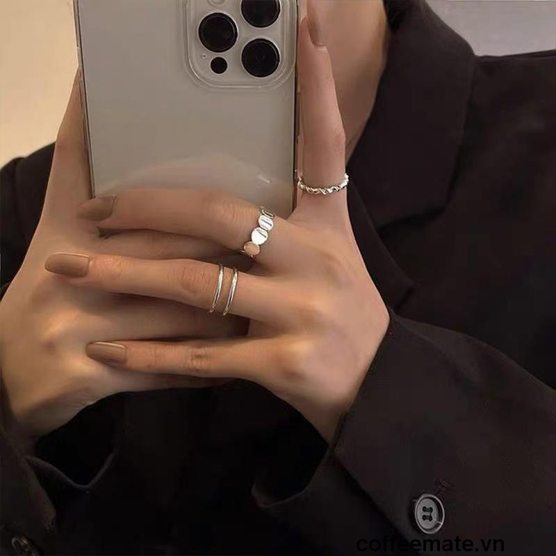 【coffeemate】⚡ Bộ Nhẫn Hở Phong Cách Hip Hop Cổ Điển Cho Nam Và Nữ