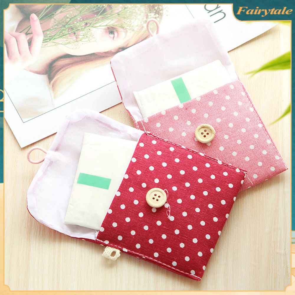 Túi Đựng Băng Vệ Sinh Bằng Vải Lanh Cotton Chấm Bi Cho Bé Gái Túi Đựng Khăn Cho Dì Túi Đựng Mỹ Phẩm [Fairytale】