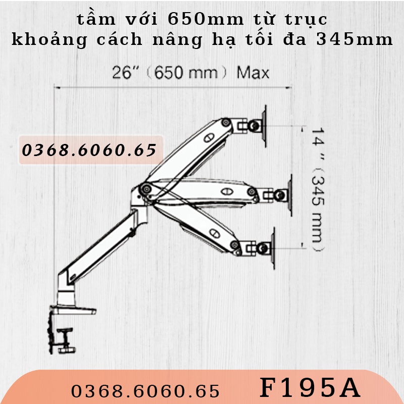 F195A Giá Treo 2 Màn hình máy tính/ / Phiên bản F100A có 2 cánh tay/ Cao cấp hơn #F160 #H180
