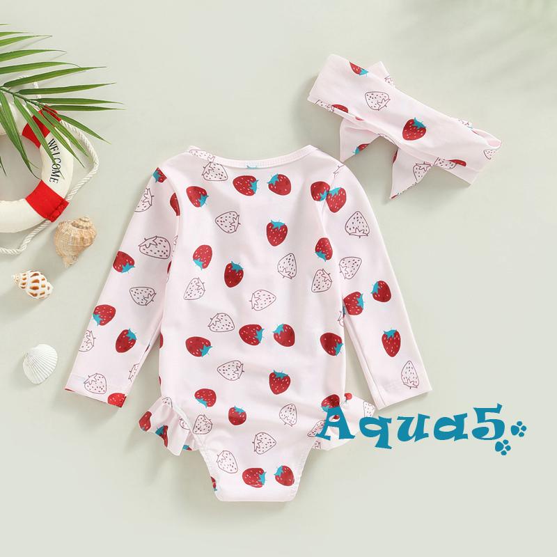 Bộ Đồ Bơi Liền Thân Họa Tiết Trái Dâu Cho Bé Gái