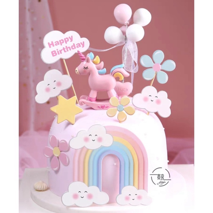 phụ kiện bánh kem [FREESHIP❤️] sét cắm cầu vồng hoa