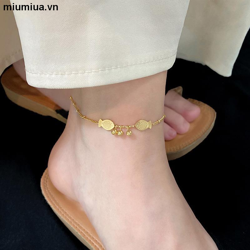 Miumiua🔮Lắc chân nữ bằng titan không gỉ thiết kế phong phối mặt hình cá dễ thương thời trang mới 2023
