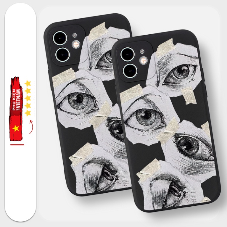 Ốp lưng iphone viền vuông 7+/8 plus, X, XSMAX, 11, 12, 13, 14 PROMAX NHIỀU CON MẮT