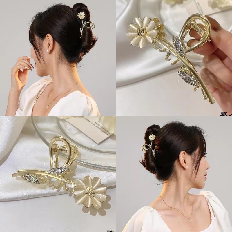 Kẹp Tóc Cá Mập Lớn Đính Đá Opal Phong Cách Hàn Quốc Tinh Tế Cho Nữ