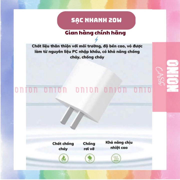 Bộ sạc nhanh 20W cho 7/7plus/8/8plus/x/xs/xsmax/11/11pro/11promax/12/12pro/12promax/13/14pro/promax