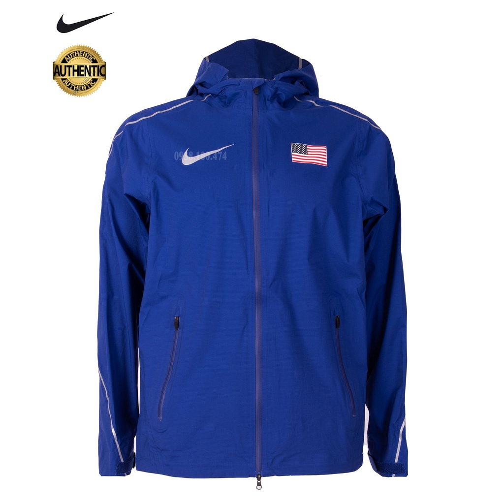 Áo khoác nam Nike chính hãng màu đỏ 1 lớp có mũ trùm đầu dòng raincoat chống thấm nước tốt