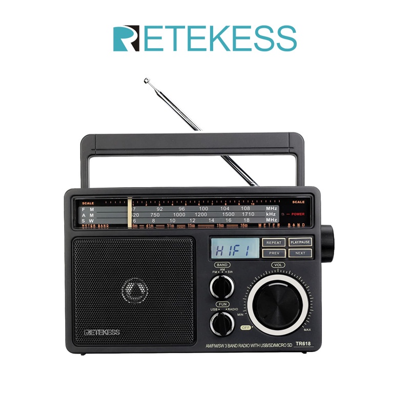 Máy nghe nhạc MP3 radio FM RETEKESS TR618 AM SW kèm phụ kiện